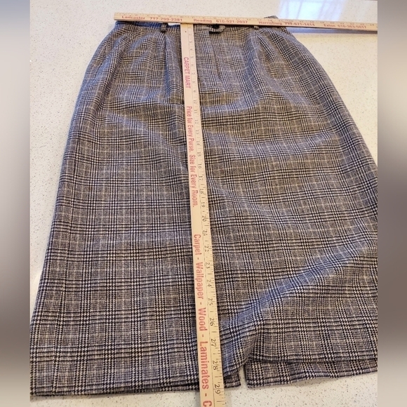 Pendleton 100% Wool Skirt Plaid Gray Black Vintage 12 Lined Pockets Made in USA - Picture 7 of 13